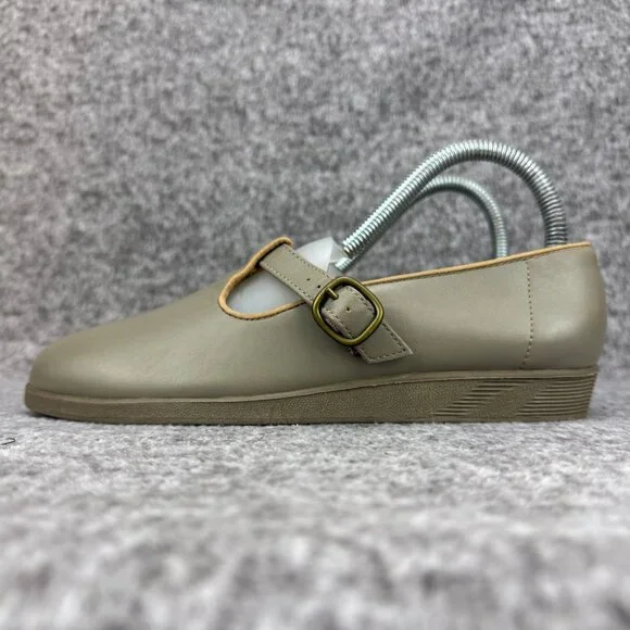 ✅ Womens 6.5M Softspots Comfort Shoes Gray/Tan Leather Mary Jane Casual Flats - Picture 5 of 12